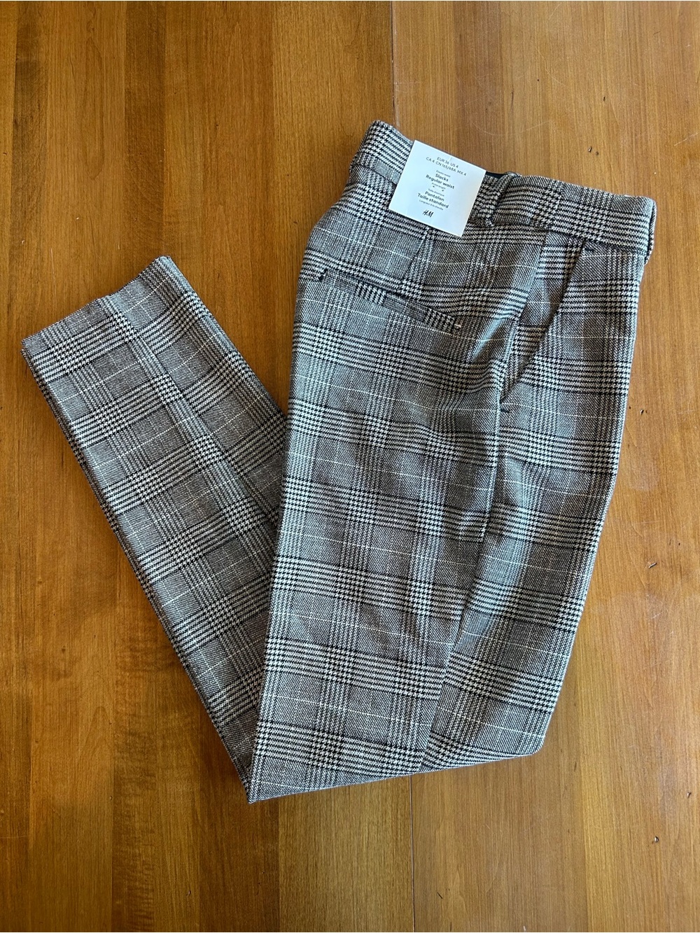 H&M Women’s Gray and Brown Plaid Dress Pants